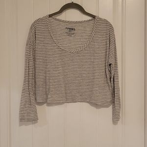 Gray Stripe Tommy Hilfiger Crop Tee, Small